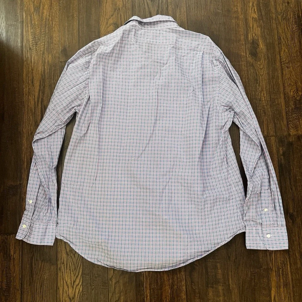 Vintage Polo Ralph Lauren Shirt Mens XL Plaid Check Blue Pink Custom Fit Y2K 90s